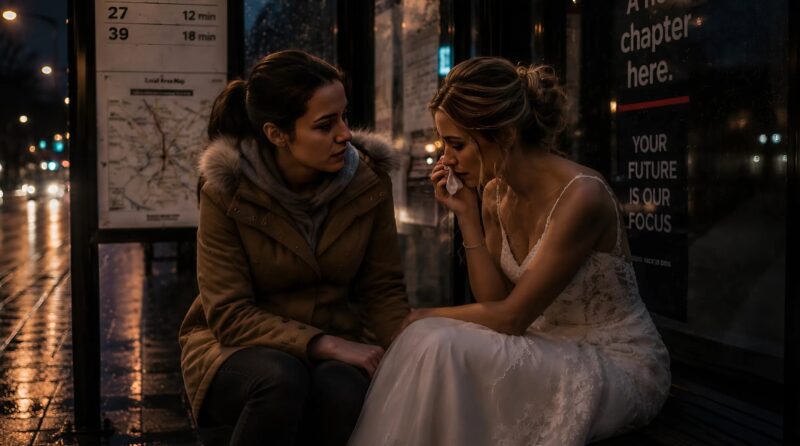 Chaque vendredi soir, je voyais une jeune femme assise à l’arrêt de bus, vêtue d’une robe de mariée : les gens la prenaient pour une folle, mais lorsque j’ai finalement décidé de lui parler, mon cœur s’est brisé en entendant son histoire